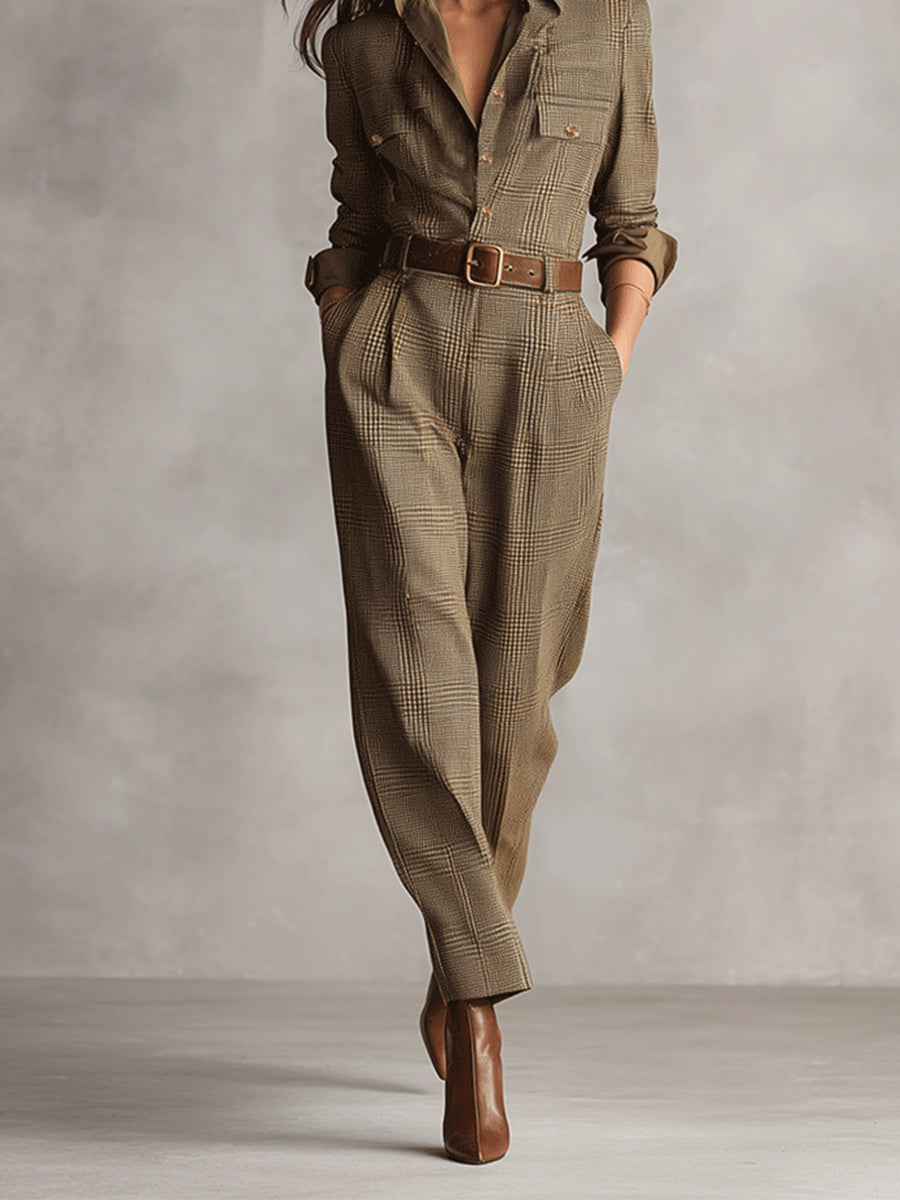 Celia | Karierter Jumpsuit mit raffinierten Details
