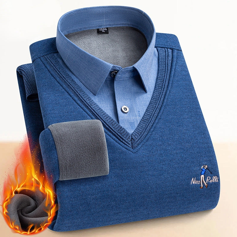 Herren-Thermopullover mit doppeltem Fleecefutter