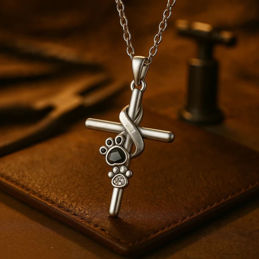 Argiñe™ | Silver Necklace with Fingerprint and Cross