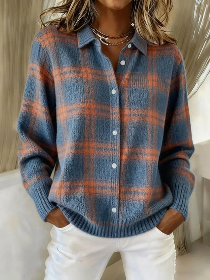 Sophia | Karierter Oversized Cardigan im Vintage-Stil