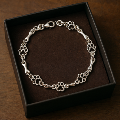 Aurembiaix™ | Armband mit Pfotenabdruck und Knochen-Charm in Silber