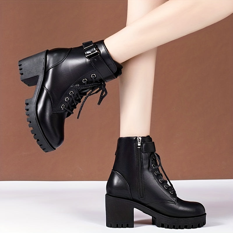 Vera | Schnürstiefeletten mit klobigem Absatz