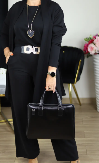 Stylisches 3-teiliges Set mit langer Strickjacke, Top und Hose 