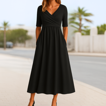 Monique™ | Short Sleeve Crossover Dress