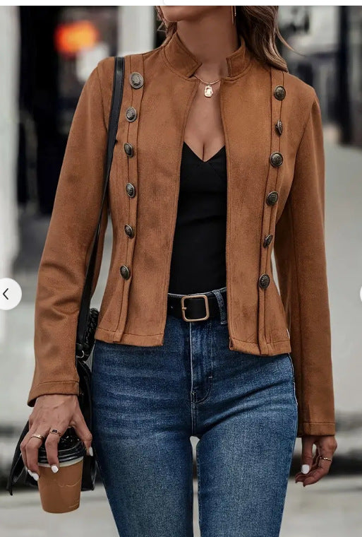 Avery | Retro-Wildlederjacke mit Knöpfen