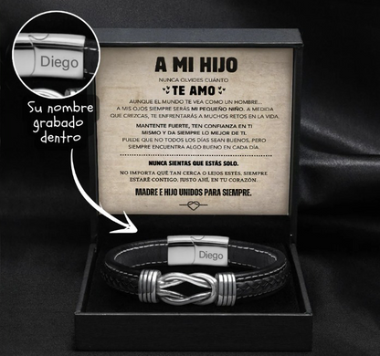 Unendlichkeitsknoten-Armband für Sohn – Geschenkset mit eingraviertem Namen