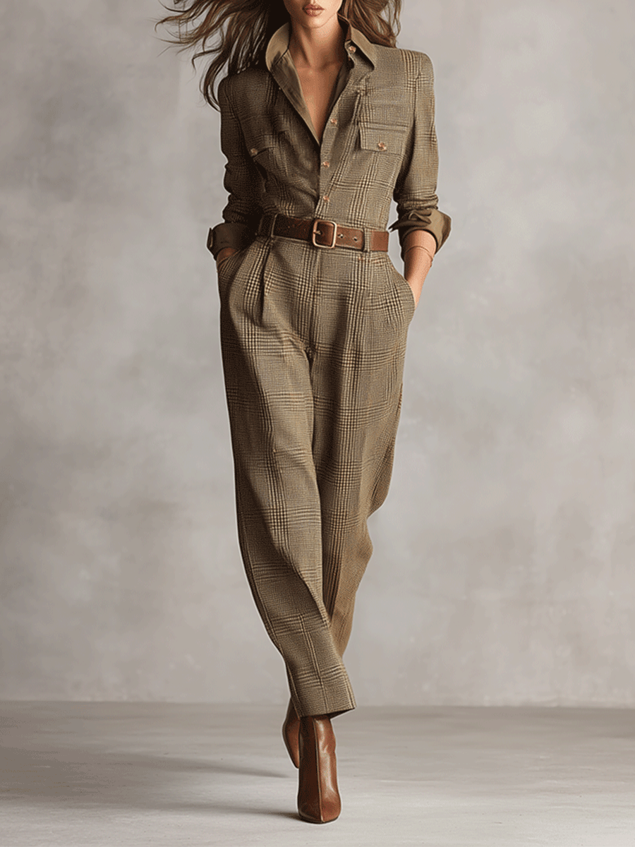 Celia | Karierter Jumpsuit mit raffinierten Details
