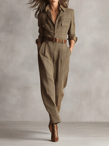 Celia | Karierter Jumpsuit mit raffinierten Details