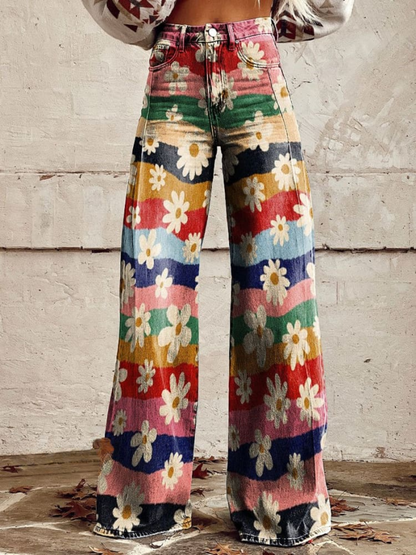 ÉLISE | Elegante und bequeme Hose mit Retro-Blumen