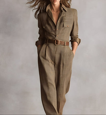 Celia | Karierter Jumpsuit mit raffinierten Details