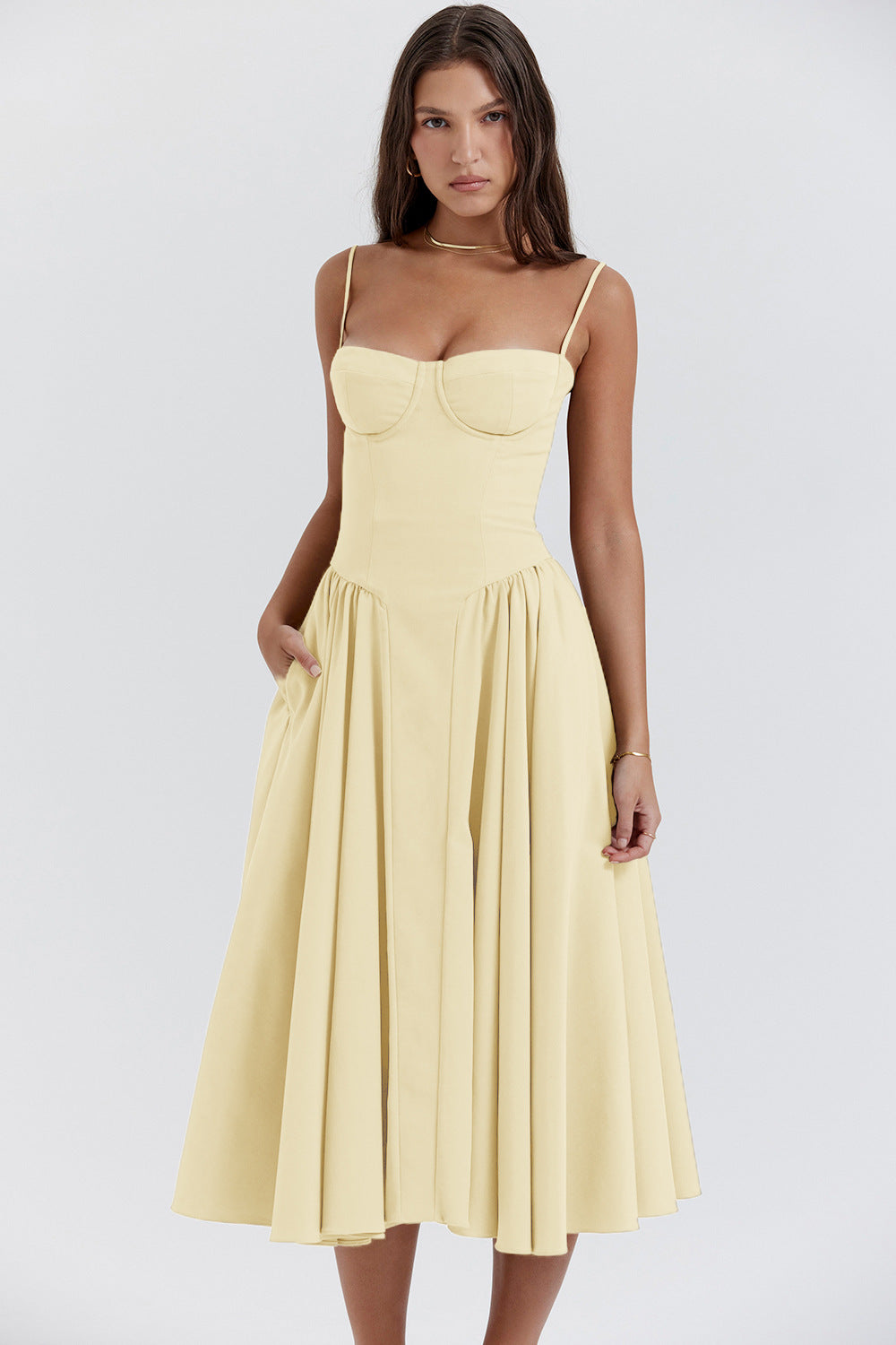 Sleeveless Corset Fit Midi Dress