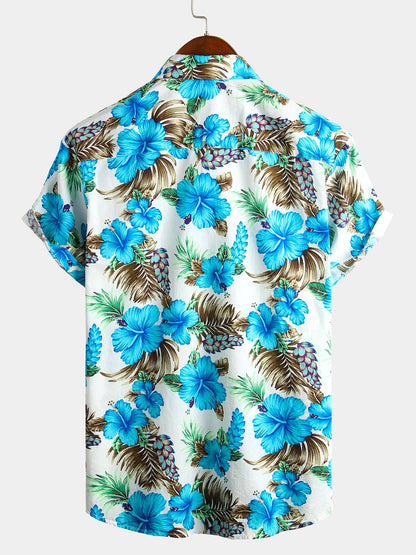 Chemise homme en pur coton à imprimé hawaïen
