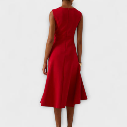 Draped Asymmetrical Midi Dress