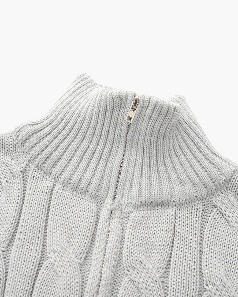 Windsor-Pullover mit halbem Reißverschluss