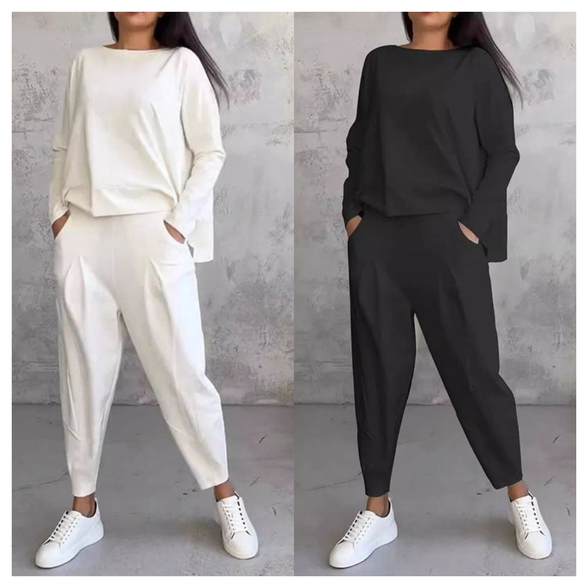 LIANNE | Zweiteiliges Set mit langärmligem Oberteil und locker sitzender Hose