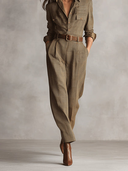 Celia | Karierter Jumpsuit mit raffinierten Details