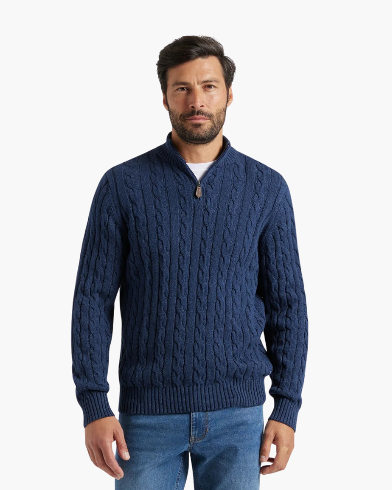 Windsor-Pullover mit halbem Reißverschluss