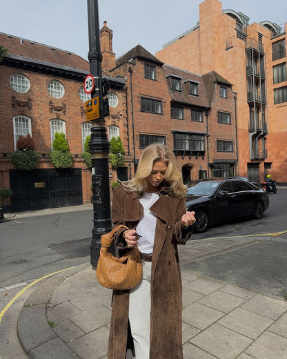 Jenna | Mocha Suede Trench Coat