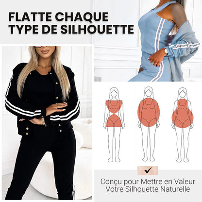 Women's Three-Piece Baseball Jacket and Pants Set