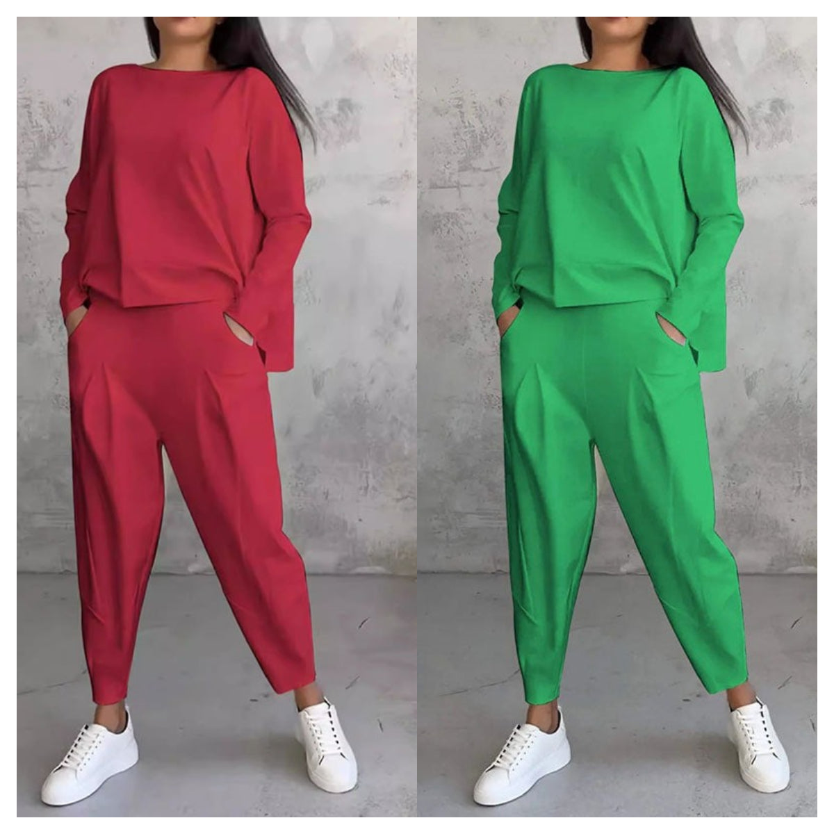 LIANNE | Zweiteiliges Set mit langärmligem Oberteil und locker sitzender Hose