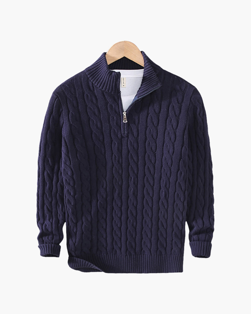Windsor-Pullover mit halbem Reißverschluss