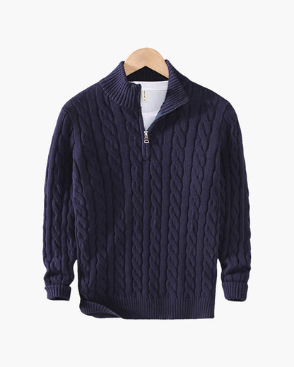 Windsor-Pullover mit halbem Reißverschluss