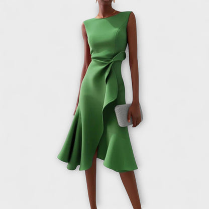 Draped Asymmetrical Midi Dress