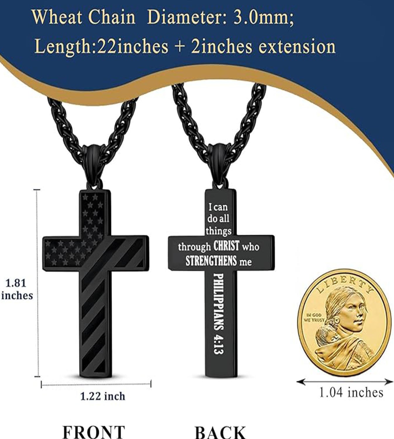 Kreuz Glaube Patriotische Halskette 