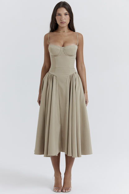 Sleeveless Corset Fit Midi Dress