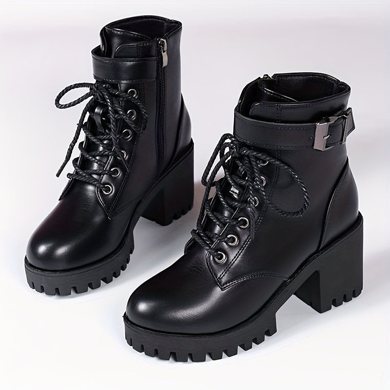 Vera | Schnürstiefeletten mit klobigem Absatz