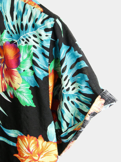 Men's Pure Cotton Shirt with Hawaiian Holiday Style Print