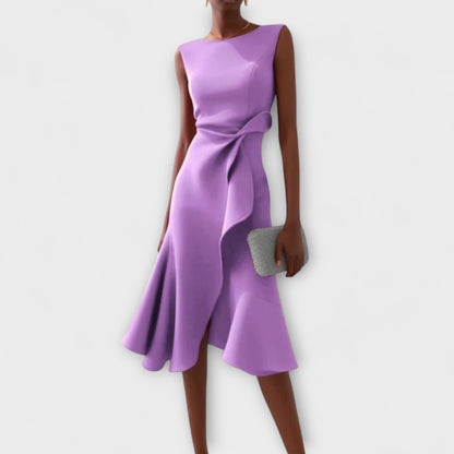 Draped Asymmetrical Midi Dress