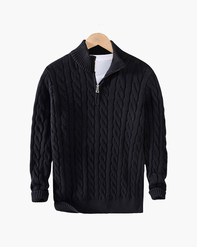 Windsor-Pullover mit halbem Reißverschluss