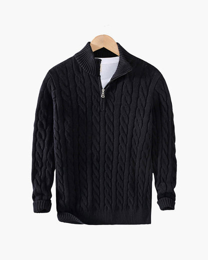 Windsor-Pullover mit halbem Reißverschluss