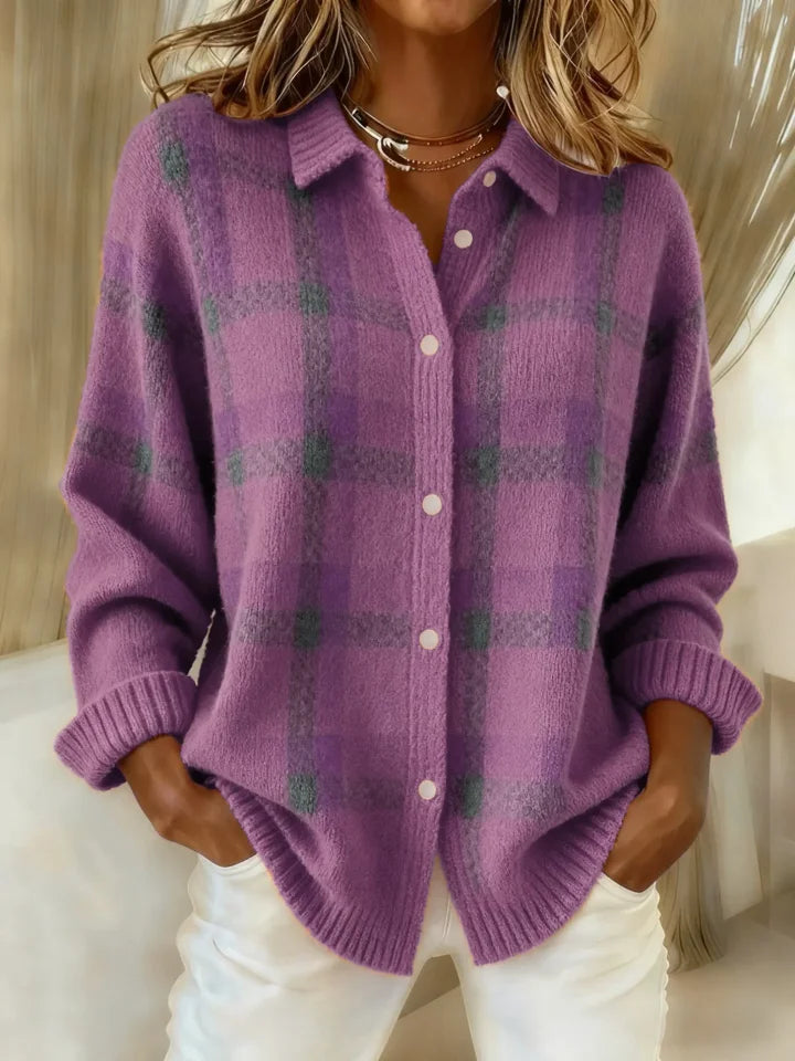 Sophia | Karierter Oversized Cardigan im Vintage-Stil