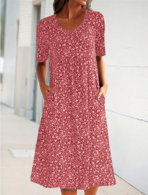 🎁Robe fleurie à nouer et col rond pour femme (8 couleurs avec poches)