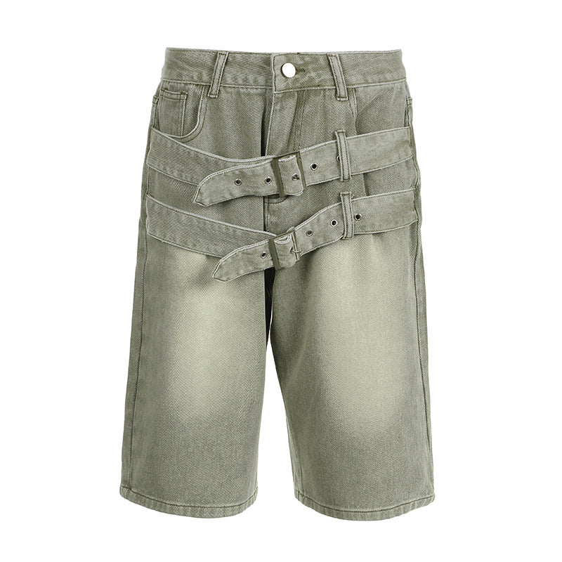 Y2K-Shorts mit Doppelgürtel