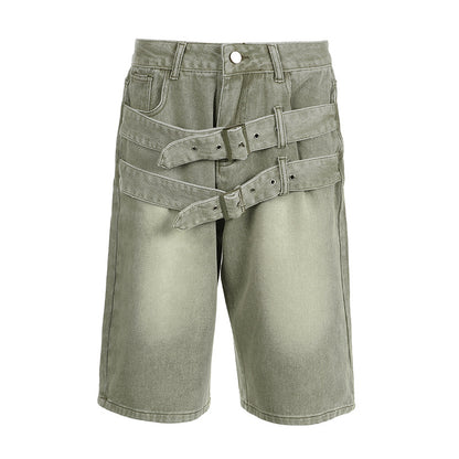 Y2K-Shorts mit Doppelgürtel