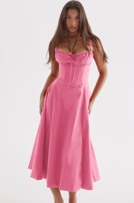 Sleeveless Corset Fit Midi Dress
