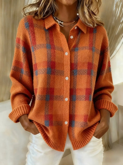 Sophia | Karierter Oversized Cardigan im Vintage-Stil