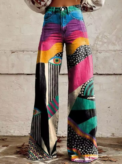 HÉLÈNE | Hoch taillierte Flare-Boho-Hose im künstlerischen Stil für das Festival