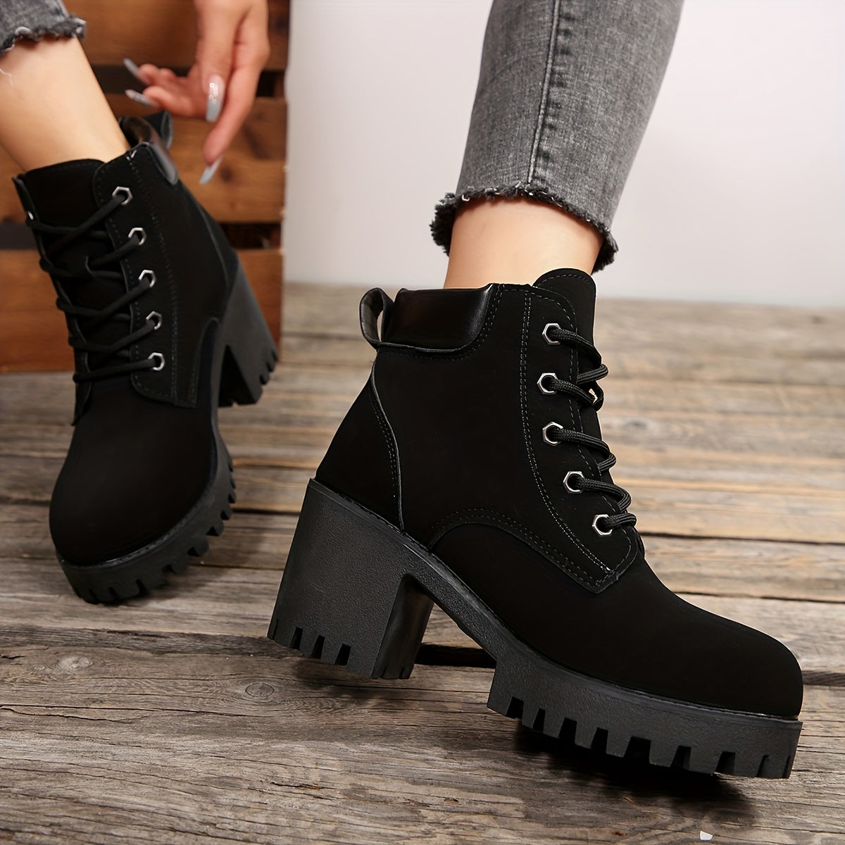 Mara | Schnürstiefeletten mit Plateauabsatz