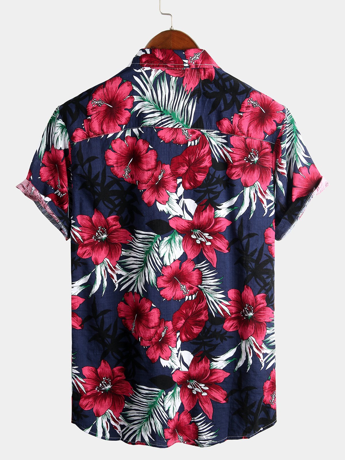 Herrenhemd aus reiner Baumwolle mit Hawaii-Urlaubs-Print