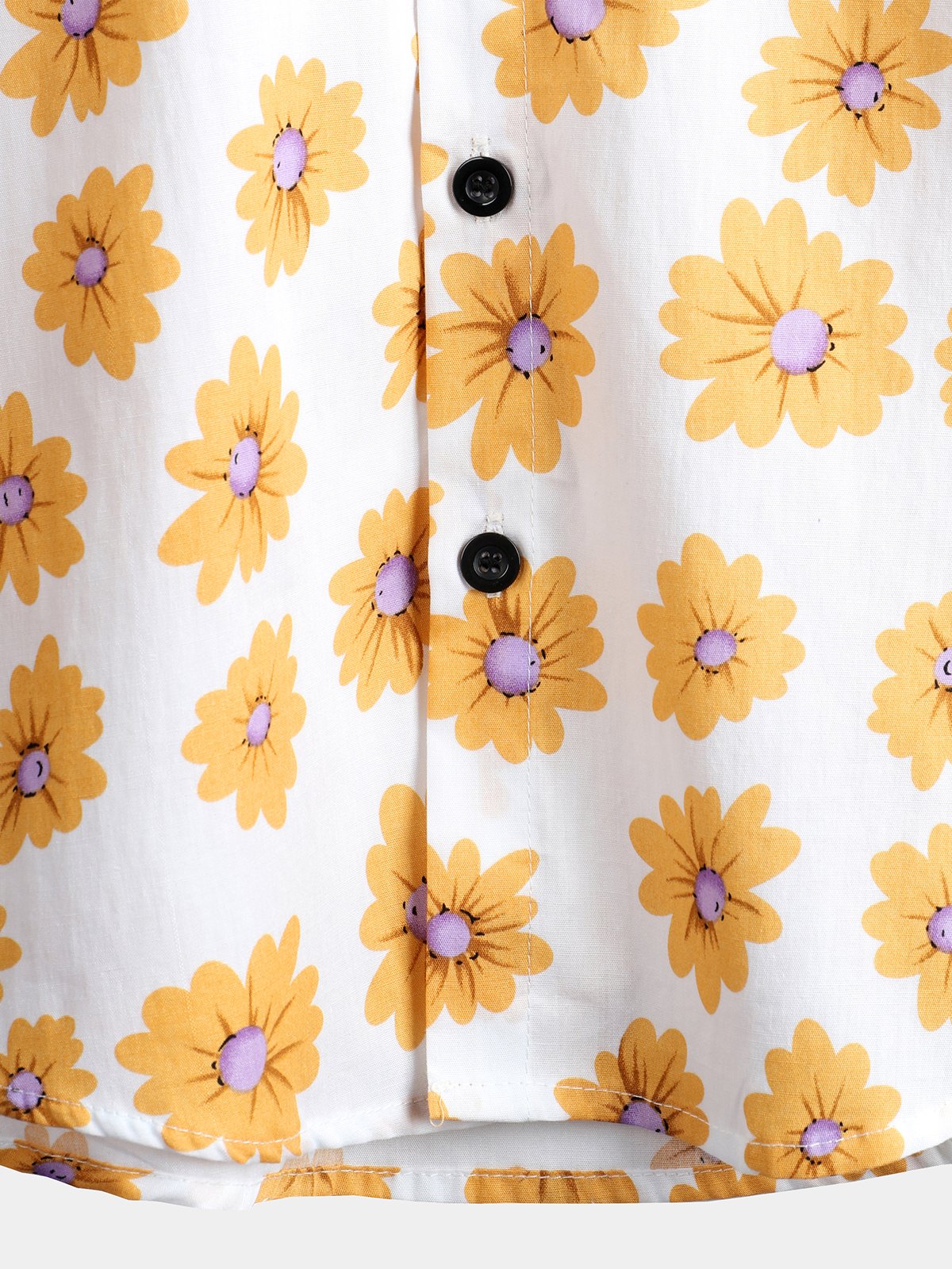 Herrenhemd aus Baumwolle mit tropischem Hawaii-Blumenmuster und Gänseblümchenmuster