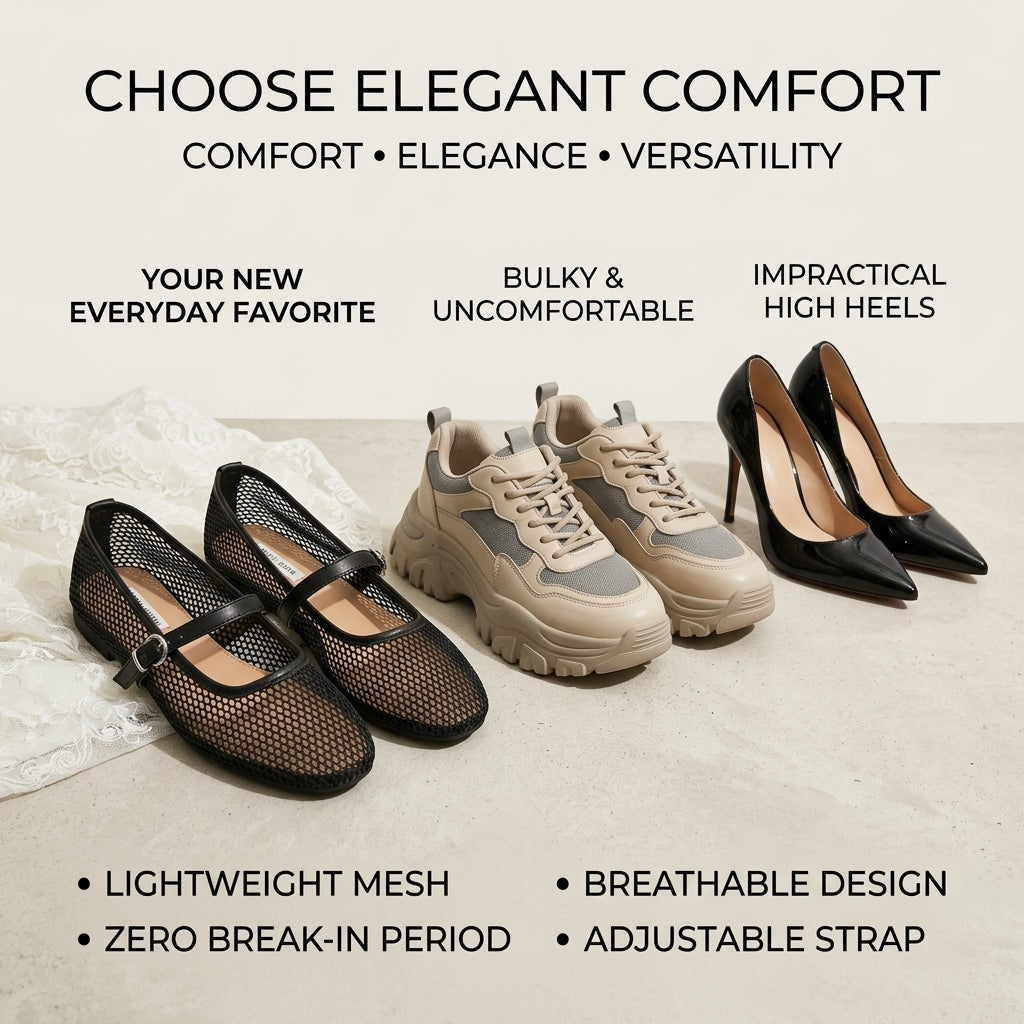 Lina | Mesh Mary Jane Ballerinas