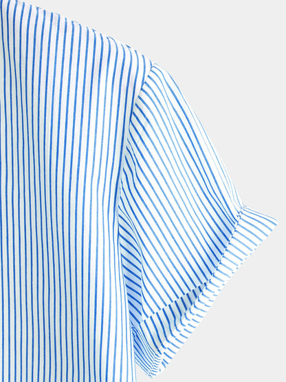 Men's Breathable Cotton Short Sleeve Striped Shirts