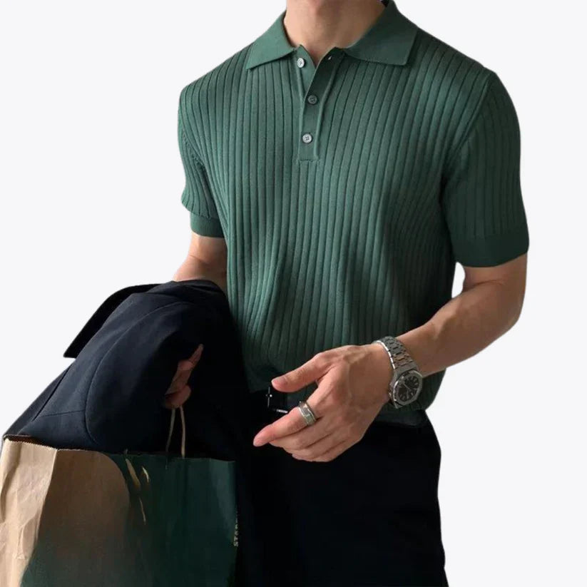 Ezra: Poloshirt mit strukturiertem Strickrevers