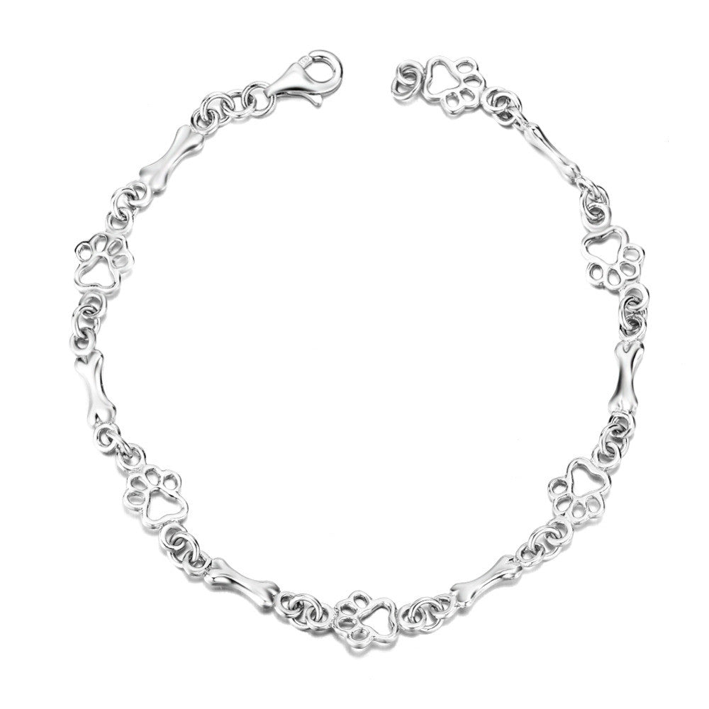 Aurembiaix™ | Armband mit Pfotenabdruck und Knochen-Charm in Silber