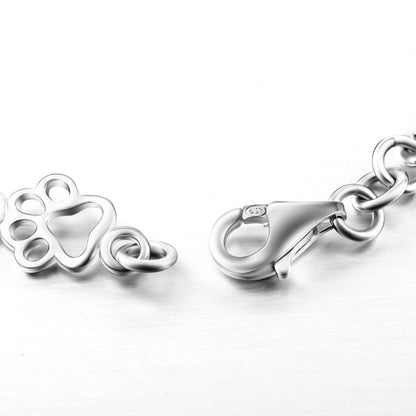 Aurembiaix™ | Armband mit Pfotenabdruck und Knochen-Charm in Silber