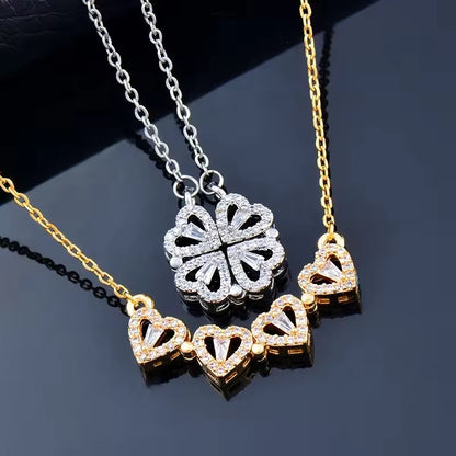 4-Leaf Clover Necklace "Lucky Charm" with Gift Box & Eternal Rose